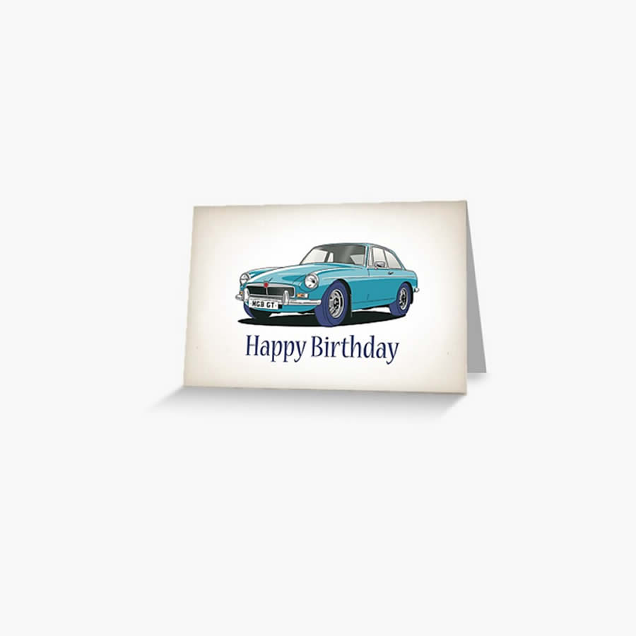 MGB Car Birthday and Christmas Greeting Cards - Webazoot Industries