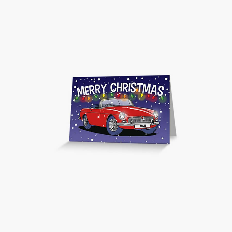 Red MGB Car Christmas Card