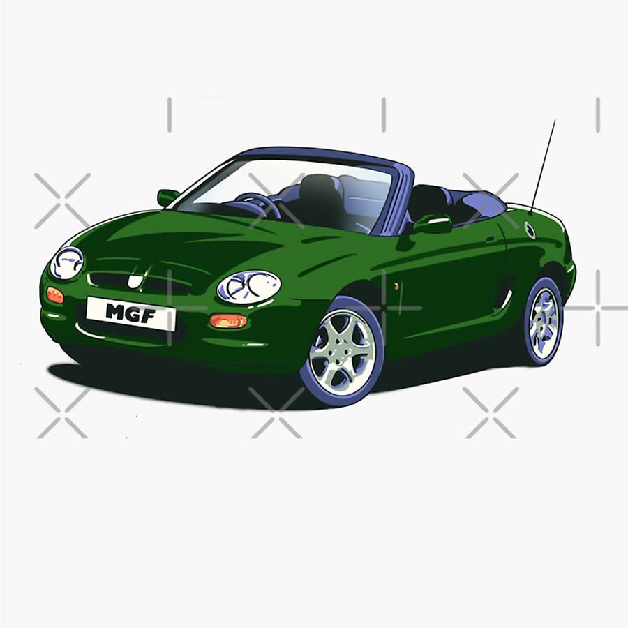 MGF T-shirt Design featuring a 1995 British Racing Green coloured MGF Convertable.