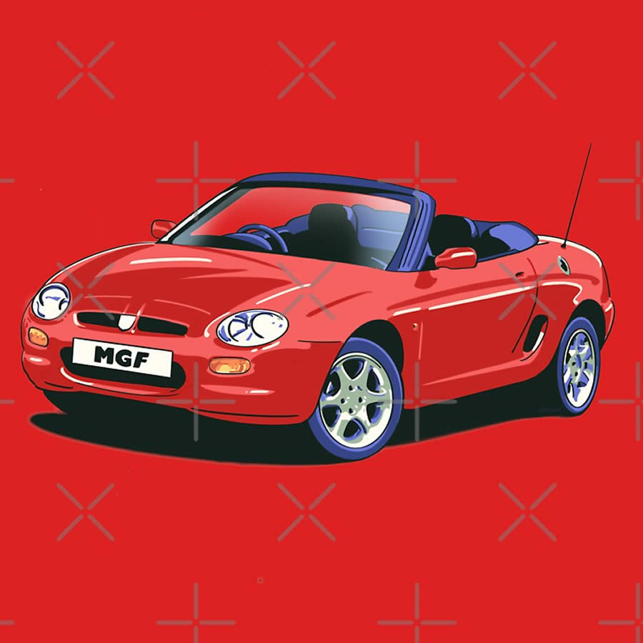 Red 1995 MGF T-shirt Design of a red MGF Convertable on a plain red t-shirt